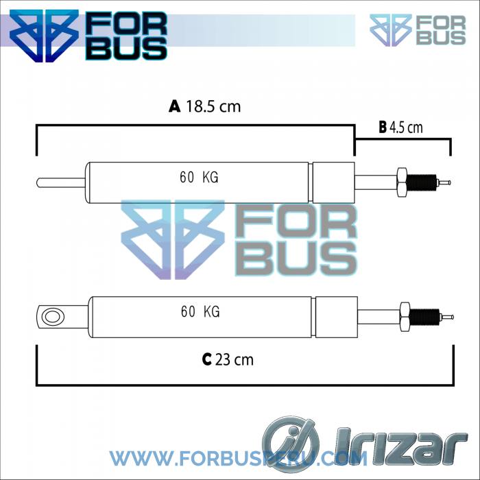 PISTON DE ASIENTO 60 KG IRIZAR ALTERNO