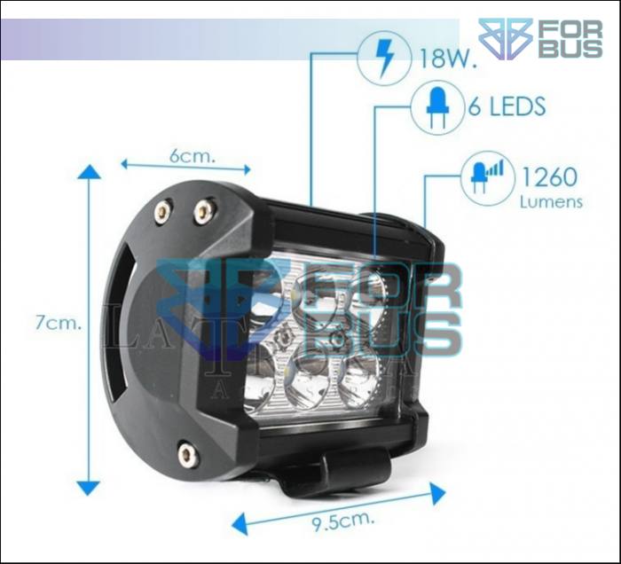 VENTA DE FAROS LED MULTIUSO PARA BUSES Y CAMIONES - FARO LED CUADRADO 6 PUNTOS CATERPILLAR